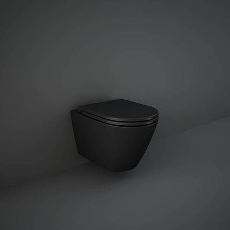 RAK Feeling Rimless Wall Hung Toilet with Soft Close Seat - Matt Black (1/4)