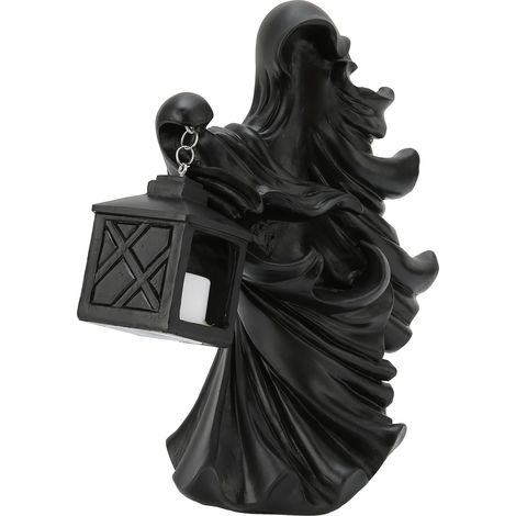 Décorations d'Halloween à LED, statue de sorcière en résine, lanterne pour jardin, terrasse, fêtes, noire (1/5)