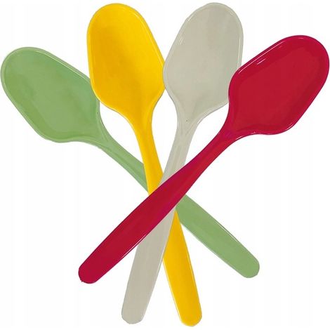 Cucharas de plástico de colores reutilizables, 8 unidades.