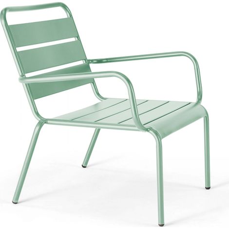Fauteuil de jardin bas relax acier vert sauge - Palavas