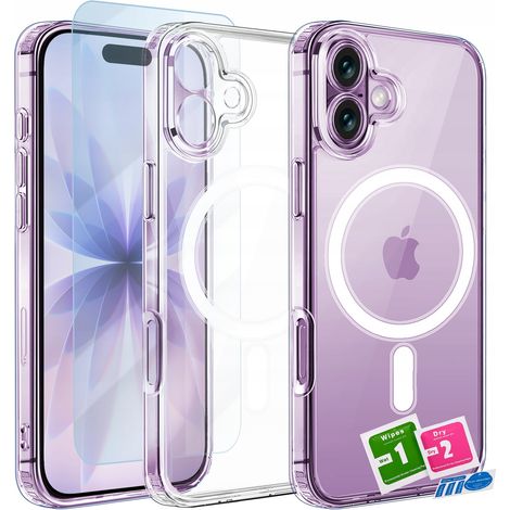 Funda para Apple iPhone 17 con parte trasera reforzada para MAGSAFE, transparente y cristal 9H. (1/5)
