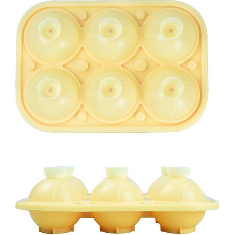 Moule à glaçons 3 en 1, motif boule diamant rose, jaune, plateau en silicone 6 cavités