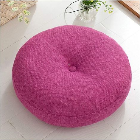 Round Seat Cushion, Cotton Linen Tatami Cushion, Thick Soft Office Chair Cushions, Removable and Washable Indoor Outdoor Seat Cushion, Pink, 40cm (16in) (1/5)