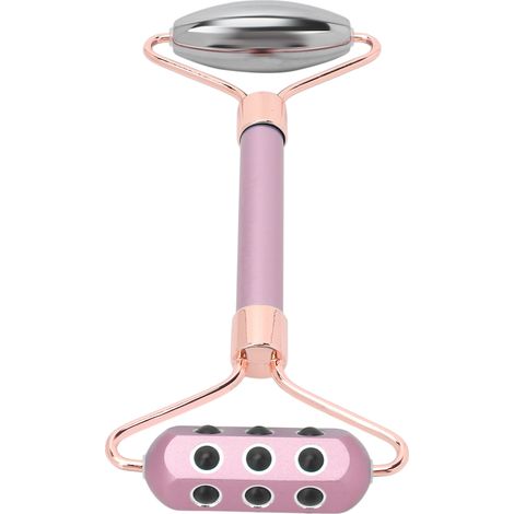 Rouleau de Massage Facial en Aluminium Terahertz Anti-Âge Rouleau à Visage avec Manche Rose (1/5)