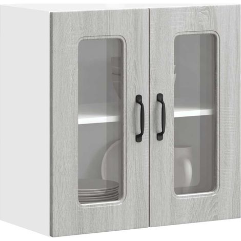 Küchen-Hängeschrank mit Glastür Kalmar Grau Sonoma Holzwerkstoff