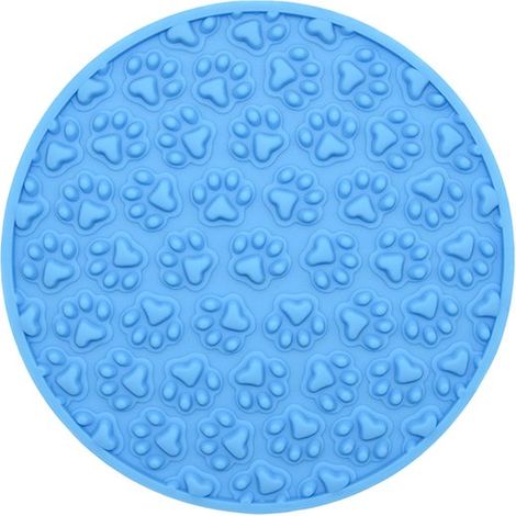 Hundeleckmatte Anti Angst Pad Für Fellpflege und Waschen Zur Befestigung an Wand oder Boden Für kleine Hunde Pfotenform Blau 1 Stück