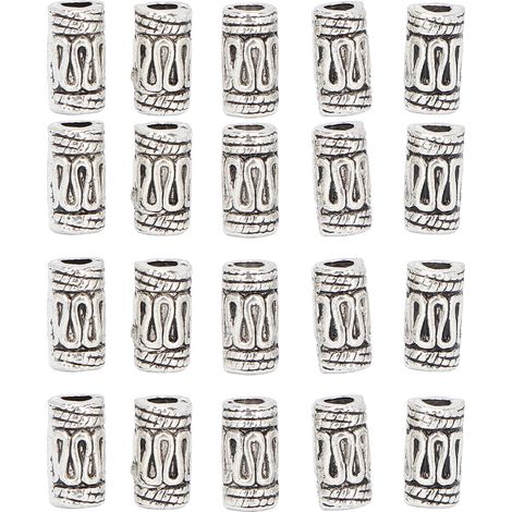 20pcs Perles à barbe, alliage rétro, finition argent antique, pour tresses, collier, bracelet (1/5)