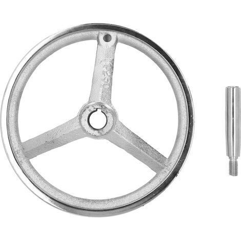 Volante de torno de 22 x 250 mm con mango giratorio, volante redondo de metal de 3 radios con mango giratorio extraíble para fresadoras, tornos y rectificadoras. (1/5)