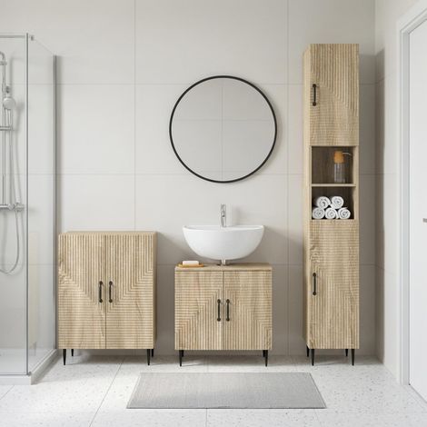 vidaXL 3 Piece Bathroom Cabinet Set HAARLEM Sonoma Oak Engineered Wood (1/5)