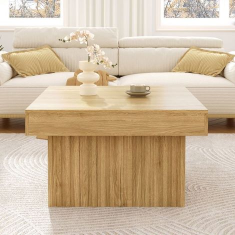 Table basse 80x80, plateau bois et structure MDF, design moderne et robuste, facile à nettoyer, montage simple (1/5)