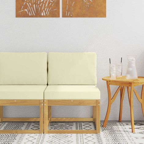 vidaXL Ensemble de canapés d'extérieur Blanc et crème 59 x 63 x 73 cm