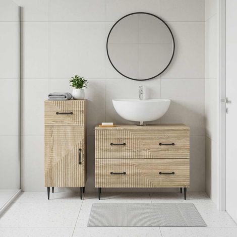 vidaXL 2 Piece Bathroom Cabinet Set HAARLEM Sonoma Oak Engineered Wood (1/5)