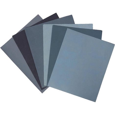 Papier de verre 6 en 1 assorti pour ponçage à sec et à l'eau, idéal pour le bois, le métal, l'automobile, le mobilier et le tournage sur bois. (1/3)