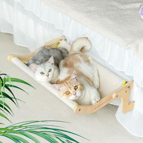 1 Hamac pour chat, Design compact, Support réglable, Lit suspendu, Jusqu'à 18 kg, Pour fenêtre (1/5)