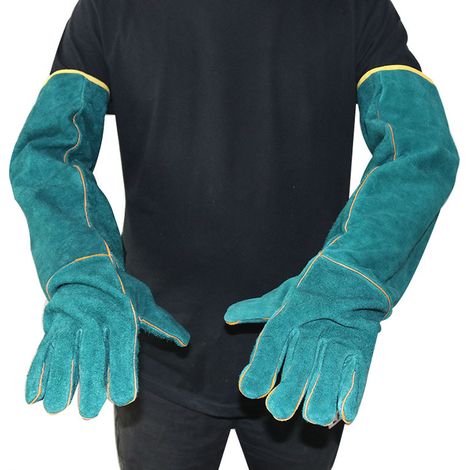 Gants de protection anti-morsure longs en cuir pour animaux, gants de préhension sécurisés contre les morsures