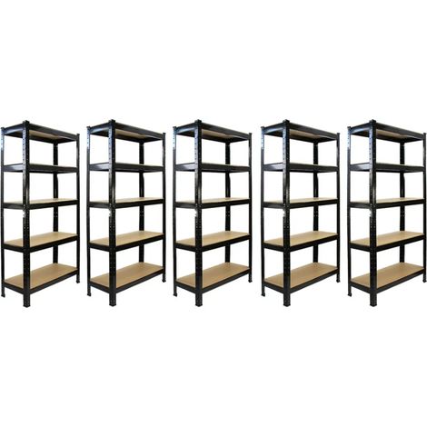 5 x T-RAX Black Metal Racking Units 75cm x 150cm x 30cm
