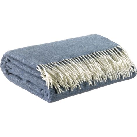 Plaid en Laine Mérinos et Cachemire Doux avec Franges Tempête 130 x 190 cm - PANGIVO (1/3)