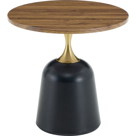 CHICFURN Tavolino rotondo 60 cm in melamina nero effetto noce, stile nordico, per piccoli spazi (1/5)