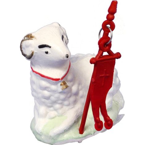 Agnello pasquale in plastica bianca da 7 cm per cestino pasquale/decorazione festiva (1/3)