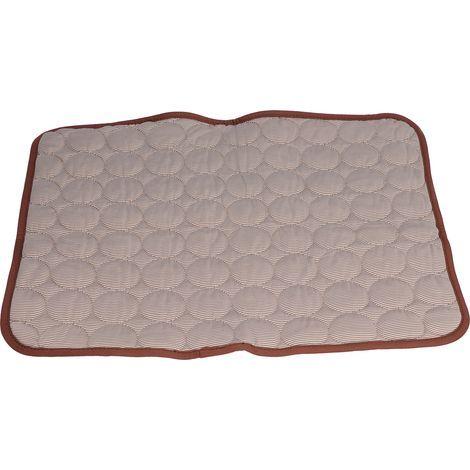 Tapis rafraîchissant pour chien et chat - Matelas de refroidissement pliable et respirant pour animaux - Taille M (60x50cm) - Marron (1/5)