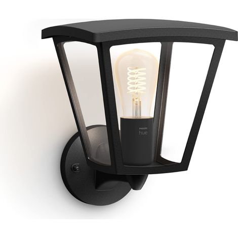 Philips Hue White Lampada da parete Inara per Esterni, Dimmerabile, Lampadina a Filamento LED Smart E27 inclusa, 7W, Nera (1/4)