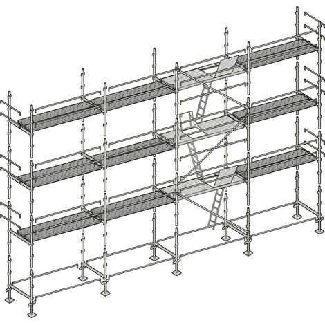 Altrad – Échafaudage façadier 104 m² – Hauteur de travail 8 m – Largeur 0,80 m – Longueur 13 m – Charge maximale 300 kg/m²