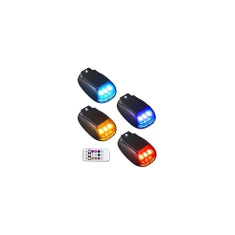 Lot de 4 Feux de cabine solaires Feux de position LED pour motos et véhicules,kit d'éclairage pour la conduite de nuit, 10 x 6 x 3,8 cm ABS (1/5)