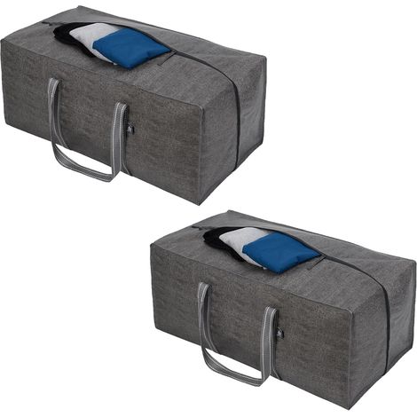 Bolsas de almacenamiento extragrandes y duraderas, bolsas para guardar ropa, bolsas de viaje grandes, bolsas para mudanzas (gris, paquete de 2) (1/5)