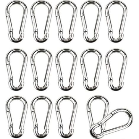 16 M4 Karabiner 304 Edelstahl Karabiner Kleiner Karabiner mit Federschnalle Geeignet zum Aufhängen Fester Haken 40 x 4 mm (1/4)