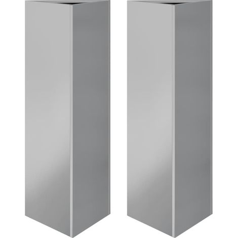 Macetero elevado bandeja plantas flores jardín terrazas juego de 2 triangular 30 x 26 x 75 cm acero galvanizado Plata 020039096