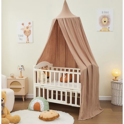 Alavya Home Baldachin Betthimmel 250x50 cm Bio-Musselin Baumwolle - Braun (1/5)