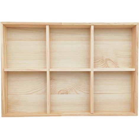 Boîte de rangement en bois inachevée avec séparateurs, vitrine de présentation avec 6 compartiments, organisateur de chaussettes, boîtier de rangement pour sous-vêtements, plateau de (1/5)