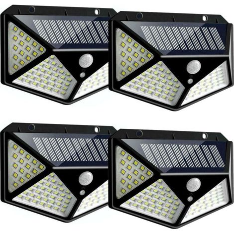 Lampes solaires d'extérieur [100 LED / 3 modes de fonctionnement], lampes de sécurité solaires avec détecteur de mouvement, sans fil, étanches IP65, pour jardin, clôture, terrasse, garage (1/5)