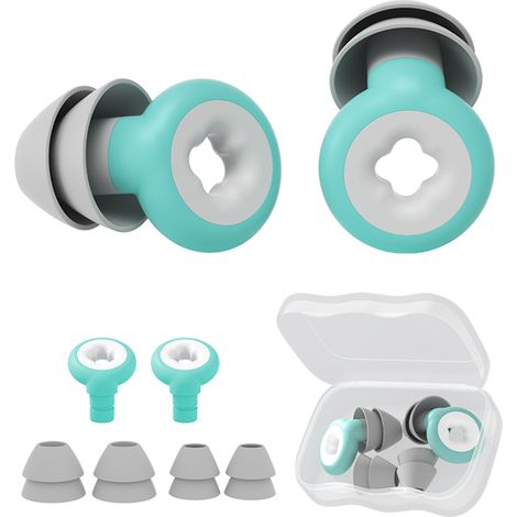 Bouchons d'oreille antibruit en silicone réutilisables et portables, verts, pour dormir. (1/5)