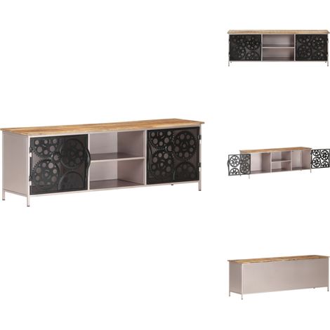 Meuble TV 120x30x40 cm Bois de manguier brut - Meubles Tv - Meuble Tv - Meuble Tv Design - Meuble Tv Industriel - Meuble Tv Bois (1/5)