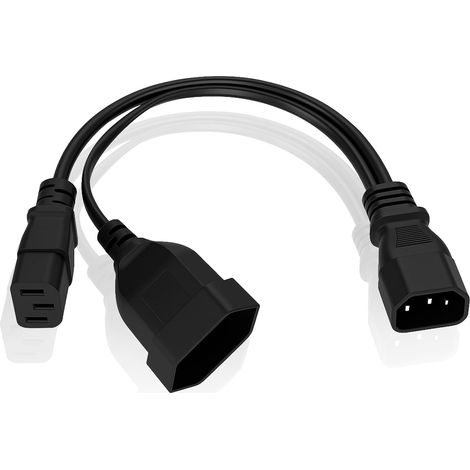 Câble d’Alimentation Y-Splitter IEC 60320 C14 vers C13 + Prise Euro CEE7/16, 250V 10A feu de Position latérale Camion Adaptateur électrique pour PC écran UPS PDU appareils électriques 30 cm (1/5)