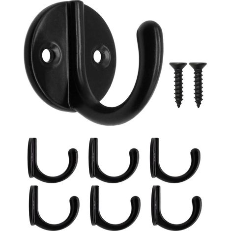 Sollbry Lot de 6 crochets en fer pour porte-manteau, serviettes, noirs (1/4)