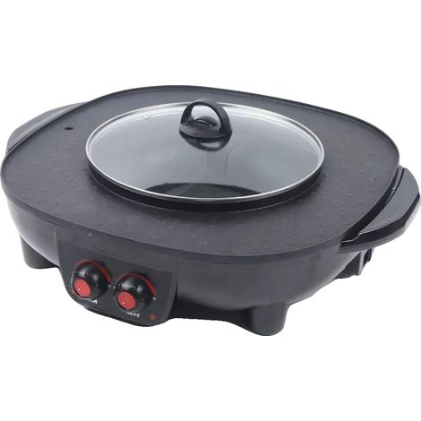 Fondue Chinoise & Grill, Surface Antiadhésive, Contrôle de Température Ajustable, noir (1/5)