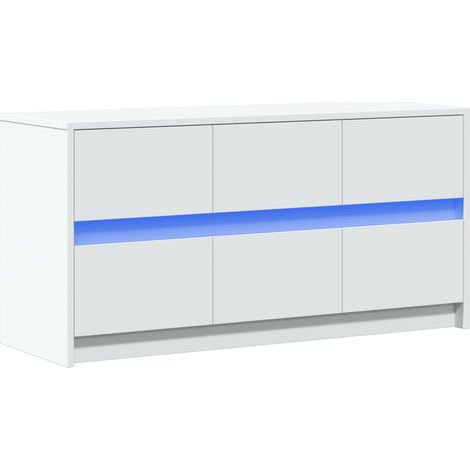Porta TV multimediale scaffale per televisione televisore buffet sala da pranzo soggiorno camera da letto con LED 100 x 34 x 50 cm derivati del legno bianco 020026429