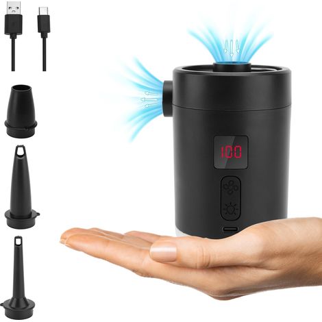 Pompe à air portable, électrique rechargeable avec écran LED, mini pompe flottante de piscine pour flotteurs de piscine, bouées, sac de rangement sous vide (1/5)