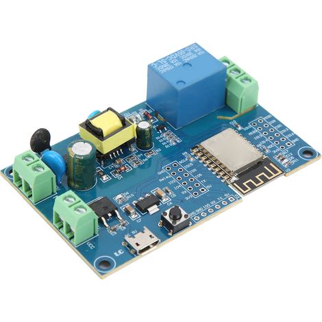 Module de relais mono-canal ESP8266 WIFI ESP-12F, carte de développement avec alimentation AC/DC, idéale pour projets IoT et modifications personnalisées. (1/5)