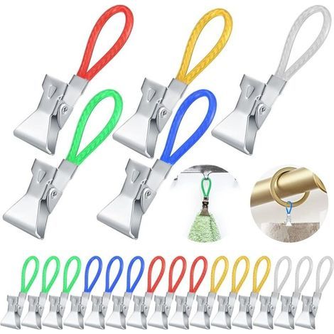 20 pinzas para paños de cocina, ganchos para paños de cocina, pinzas metálicas para guardar paños de cocina, pinzas multicolores para paños de cocina, pinzas multifuncionales para colgar paños de coci (1/4)