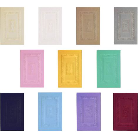 Tappeto Bagno Doccia Spugna Tinta Unita Torino Tappetino Super Assorbente In Cotone Pelo Corto Con Greca, misuraParure 3 PezzicolorePanna (1/5)