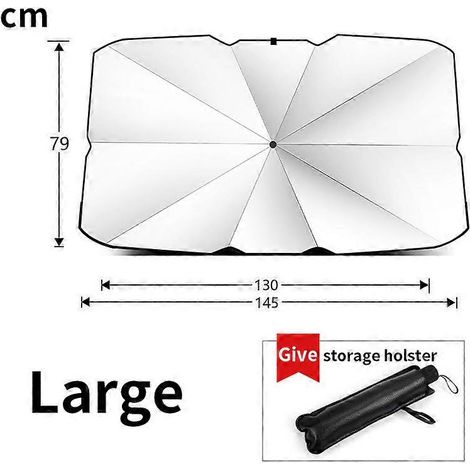 Pare-soleil pliable pour voiture, type parapluie, pour vitres avant, protection solaire estivale, tissu isolant thermique, grande taille. (1/5)