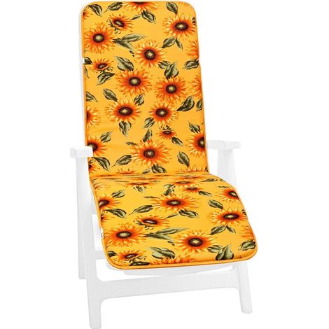 Cuscino Sdraio Poltrona Morbido Girasoli Copri Lettino Relax Pieghevole 100% Made In Italy - Giallo