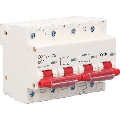 Verriegelter Miniatur-Leistungsschalter mit zweifacher Stromumschaltung und Sammelschiene 2P+2P AC 240–400 V 80 A (1/5)