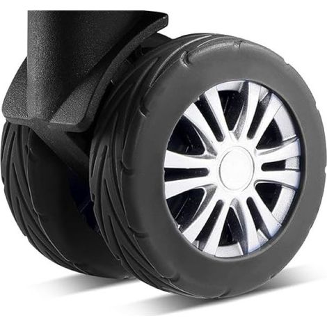 Protections de roues de valise améliorées (8 pièces) en silicone résistant à l'usure et insonorisant, pour roues de 5 à 6 cm, noir (1/5)