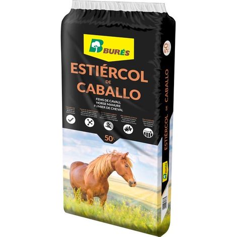 BURÉS Estiércol Caballo Abono Ecológico y Natural - 50 Litros
