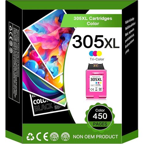 Cartouche 305 Couleur, 305 XL Couleur pour HP 305 305XL pour HP DeskJet 2700 2710 2720 DeskJet Plus 4100 4130 Envy 6000 6020 6020e 6032e Envy Pro 6430 6420(1 Couleur) (1/5)