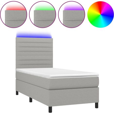 Maison Exclusive - Cama box spring colchón y luces LED tela gris